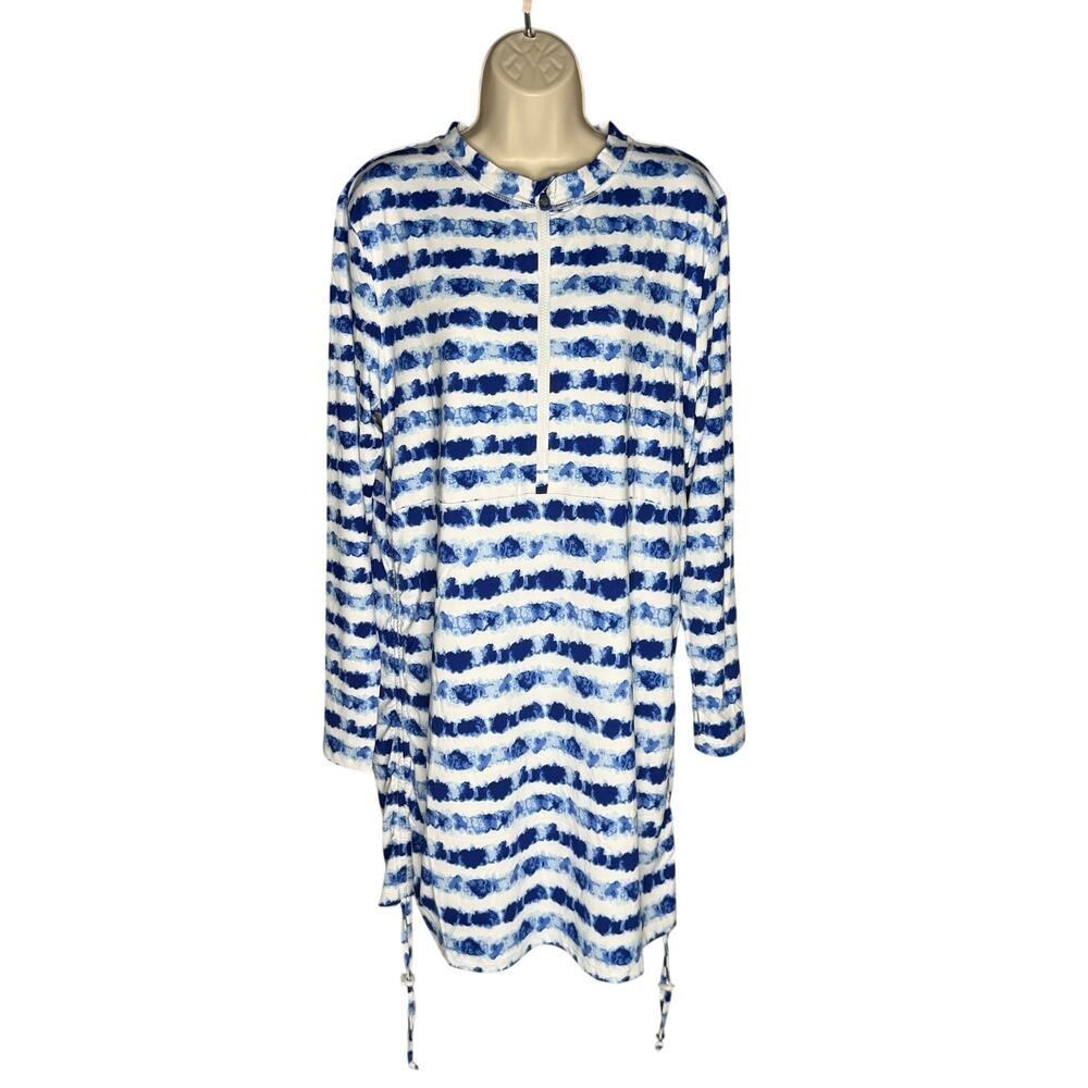 Banana Boat UPF 50 Navy White Cover Up Dress XXL NWT